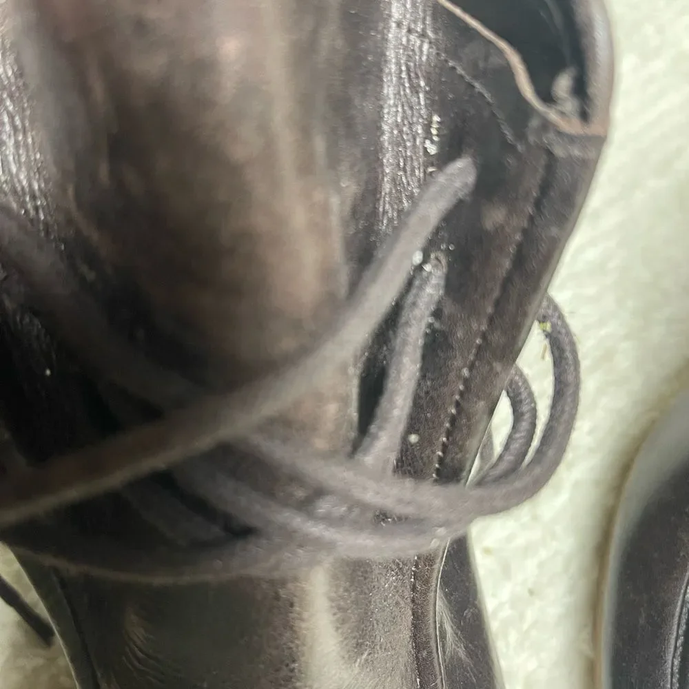 Michael Kors Dark Brown Leather Wedge ankle lace upBoots SZ7M